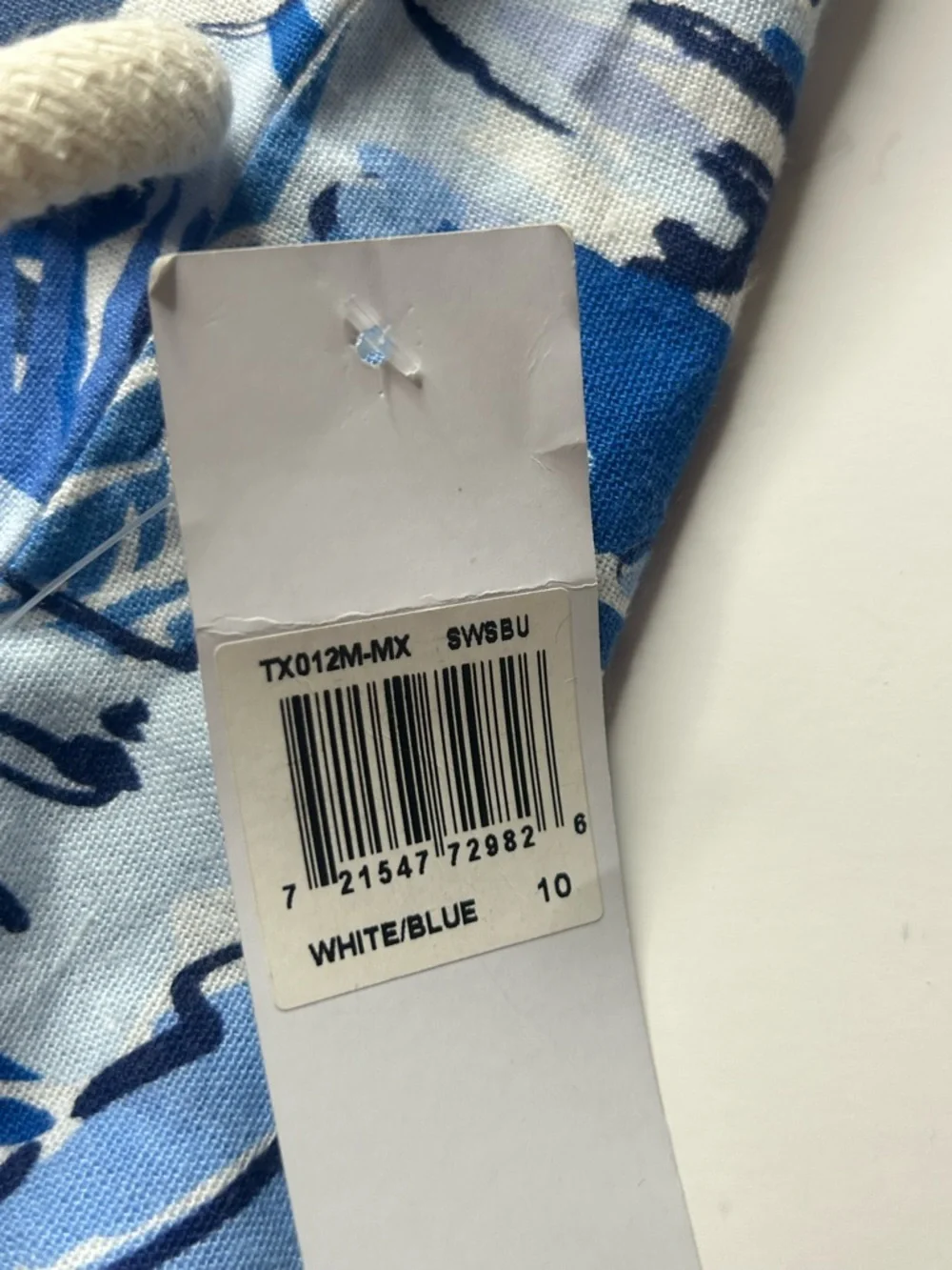 London Times NWT Blue and White Tropical Halter Dress Sz 10 Resortwear Linen